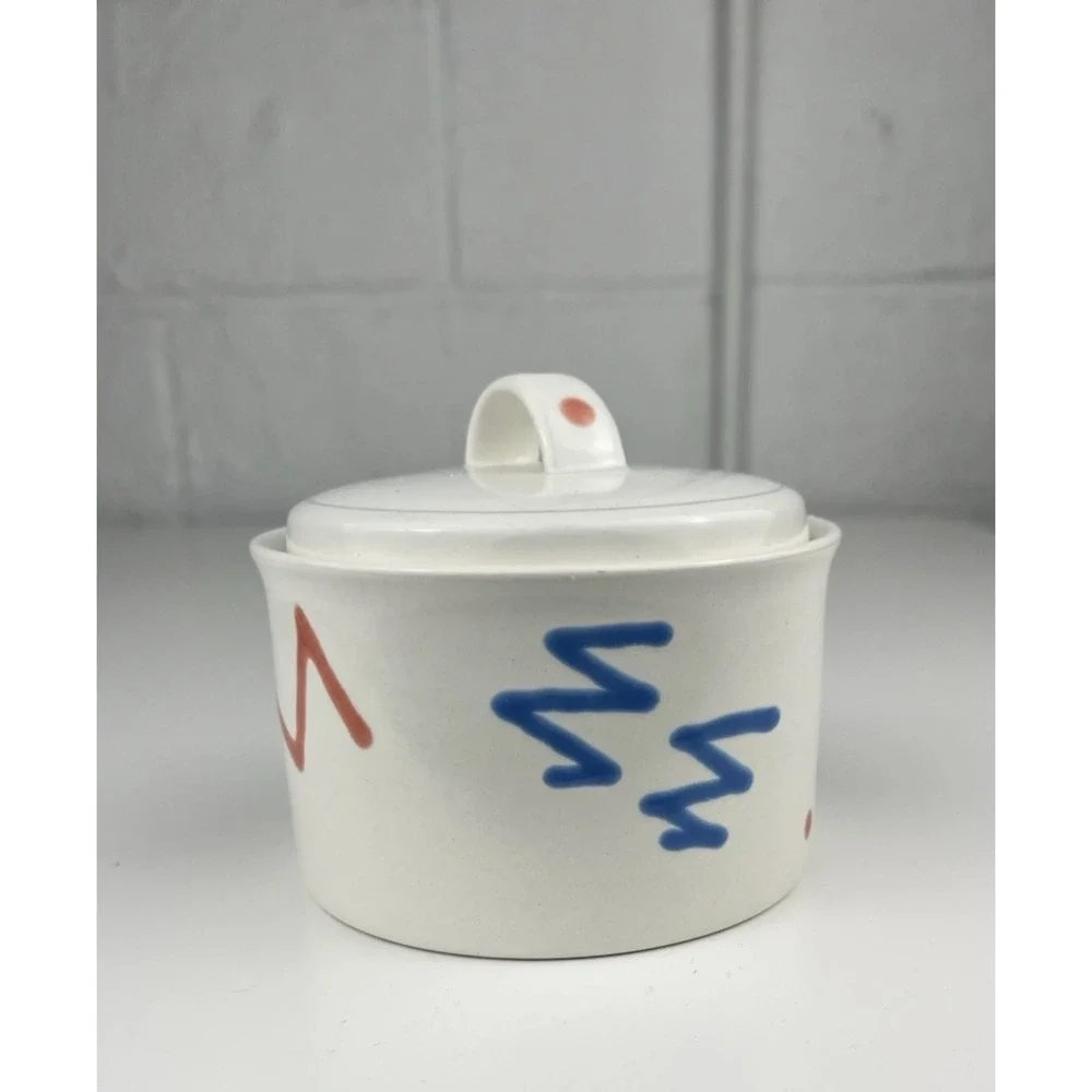 Mikasa Studio Craft CAD 94 Acrylics Sugar Bowl 90s Y2K Memphis Post Modern Swirl